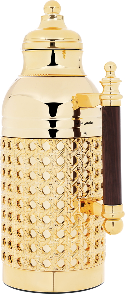 Sarah Steel Al Saif Gallery thermos set, 1+1 liter, dark wooden handle, 2 pieces - gold product image 4