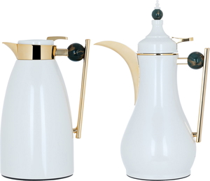 Al Saif Gallery Alaa Glass Thermos Set, Two Pieces, With Marble Handle - Light Brown product image