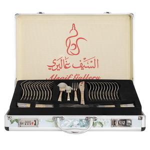 Al Saif Gallery steel spoon set with aluminum case, 72 pieces, gold-silver pattern product image