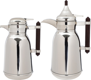 Al Saif Gallery Steel Thermos Set (Shahd), 1 liter - 0.75 liters, 2 pieces - silver product image