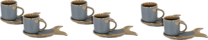 Al Saif Gallery Porcelain Coffee Cups And Saucers Set, 12 Pieces - Golden Gray product image