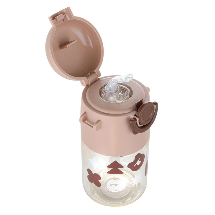 Al Saif Gallery plastic water bottle for children, 650 ml, with straw - brown product image 2