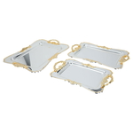 Al Saif Gallery Steel Serving Tray, 3 Pieces - Golden Silver product image 2