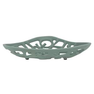 Al Saif Gallery painted iron serving plate, 5 x 30 x 30 cm, triangle shape - light green product image