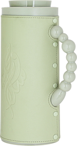 Royal7 Plastic Alsaif Gallery Thermos, 1 liter, leather embossed with love and peace - green product image 3