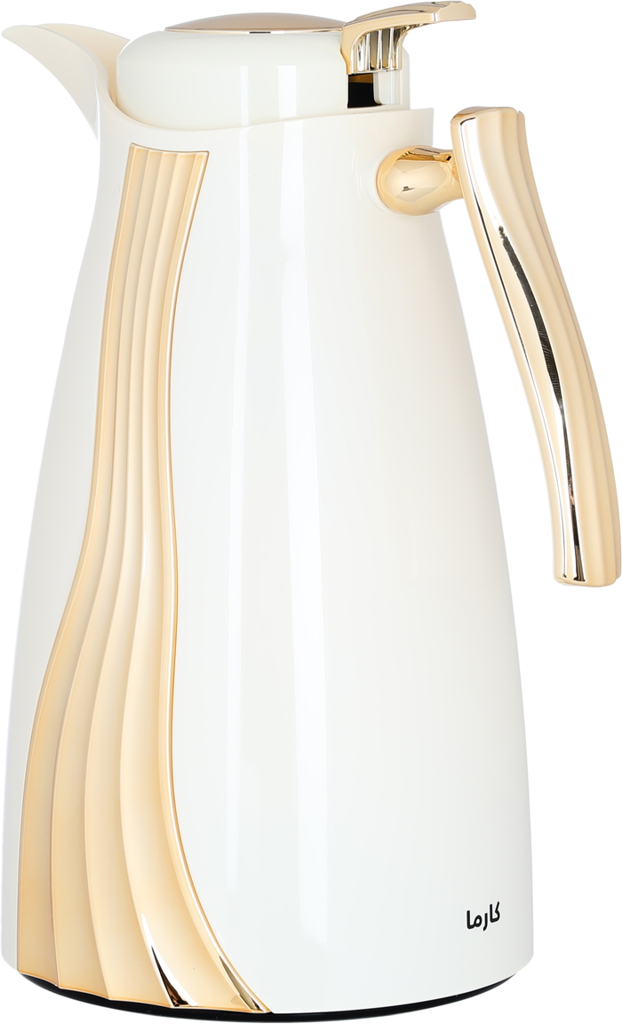 Al Saif Gallery Karma thermos set, 1 liter, golden pattern, 2 pieces, thermal glass inner shell, plastic outer shell - white product image 5