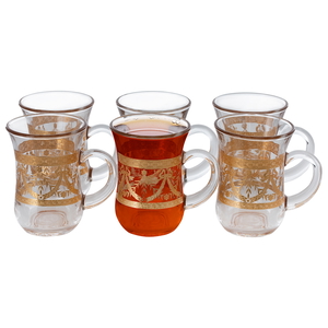 Saif Gallery Shahi Glass Bialat Set, 6 Pieces - Clear Gold product image