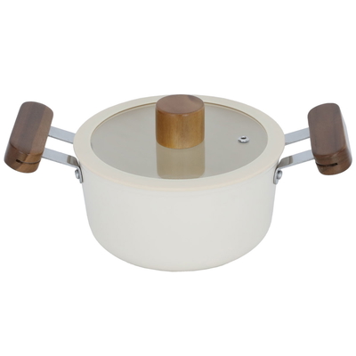 Tornado Ceramic Pot, 16 cm, Wooden Handle - Beige product image 1