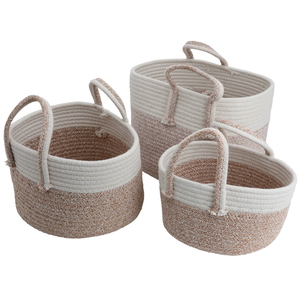 Al Saif Gallery Cotton Baskets Set, 25-30-35 cm, 3 Pieces, Round - Beige product image