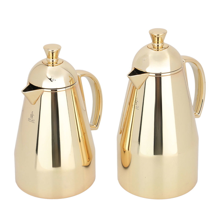 Al Saif Gallery Ruwaida Steel Thermos Set, 2 Pieces, 0.7/1 Liter - Gold product image 2