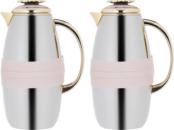 Asmaa Steel Al Saif Gallery thermos set, 1 liter - 0.7 liters, light brown-silver strap product image 1