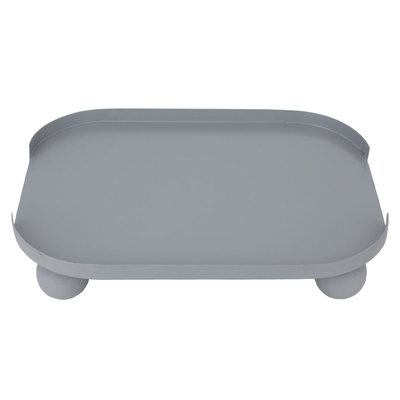 Steel serving plate with round legs, 35 x 25 x 7 cm, medium - light grey product image 2