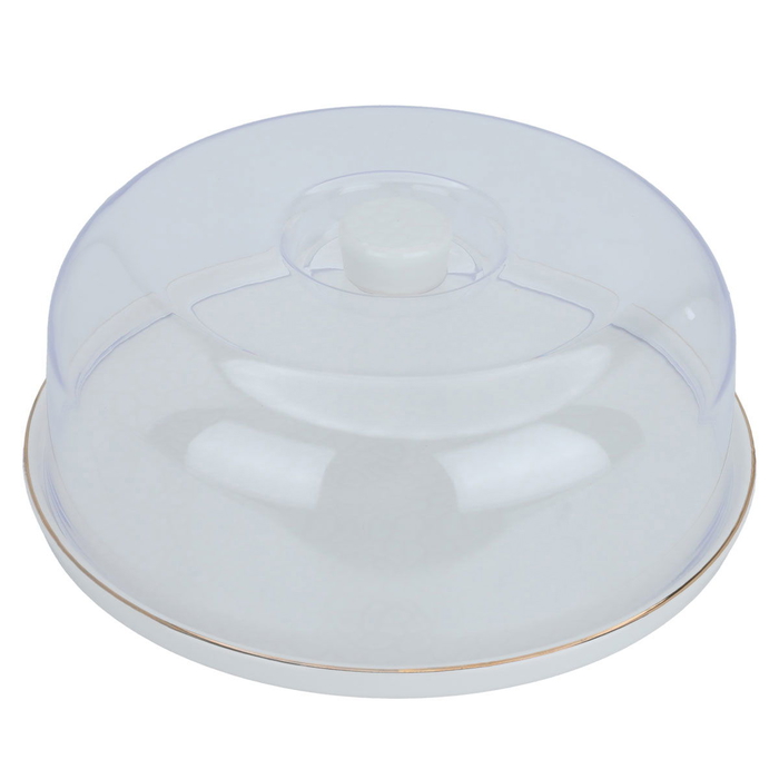 Al Saif Gallery Porcelain Cake Serving Plate, 28X28X12 Cm, With Clear Lid - Clear product image 1