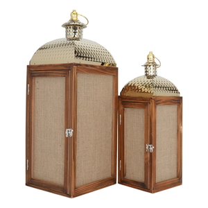 Al Saif Gallery Wooden Lanterns Set, 2 Pieces - Brown product image