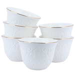 Al Saif Gallery porcelain Arabic coffee cups set, 12 pieces, decorated - white product image 1