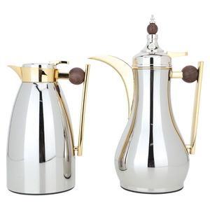 Alaa Steel Al Saif Gallery thermos set, 1 liter, wooden handle - silver product image