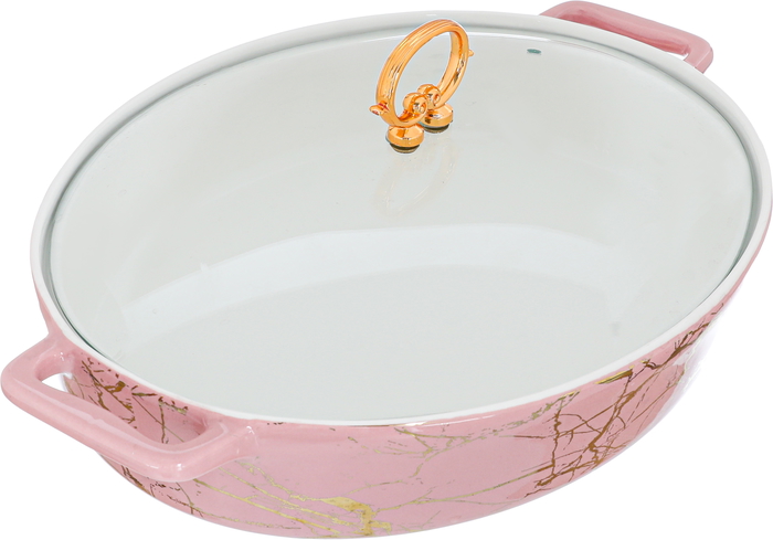 One More Porcelain Heater with Golden Stand, 43 cm, Oval - Pink Marble product image 2