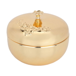 Al Saif Gallery Steel Date, 13 cm, rose pattern, with lid - gold product image 1