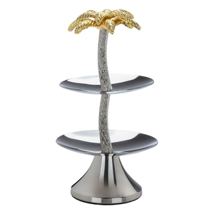 Al Saif Gallery Steel Serving Stand, 2 Levels - Silver product image