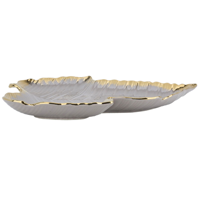 Al Saif Gallery porcelain serving plate, leaf - beige product image 2