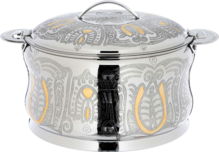 Steel Al Saif Gallery Zomorroda food container, 7500 ml, gold-silver pattern product image 1