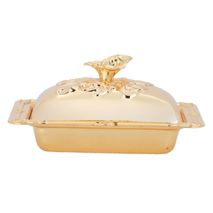 Al Saif Gallery steel date, 12.3 cm, rectangular, golden embossed, with lid - gold product image