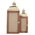 Al Saif Gallery Wooden Lanterns Set, 2 Pieces - Brown product image 3