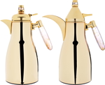 Al Saif Gallery Maimouna Steel Thermos Set, 2 Pieces, 1/1 Liter - Gold product image 1