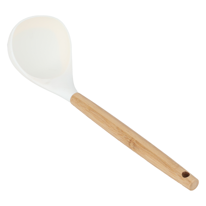 Al Saif Gallery Silicone Soup Ladle, Wooden Handle - Beige product image 1