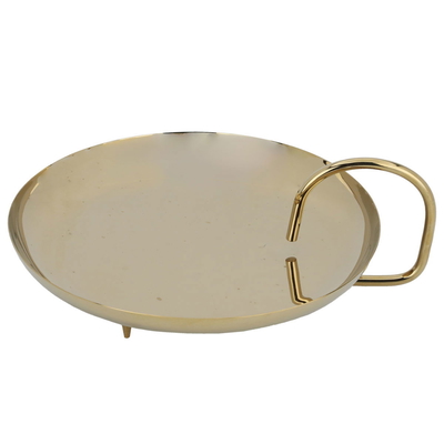 Al Saif Gallery Steel Serving Stand, 10 x 24.5 x 29 cm, Round, with Hand and Legs - Gold product image 2