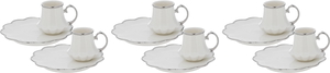 Al Saif Gallery Ceramic Coffee Cups Saucer Set, 12 Pieces, 100 Ml - White product image