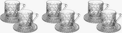 Al Saif Gallery glass tea cup set, with saucer, 12 pieces - transparent product image 1