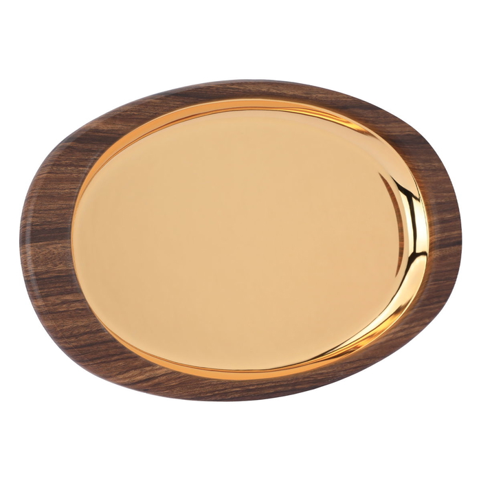 Tofariyah Steel Al Saif Gallery, oval, wooden edge - gold product image 1