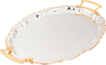 Al Saif Gallery tofaria set with gold steel rim, 3 pieces, engraved oval - silver product image 2