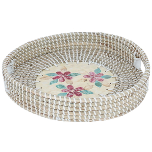 Al Saif Gallery wicker serving tofir, 36 x 36 x 8 cm, round - beige white product image