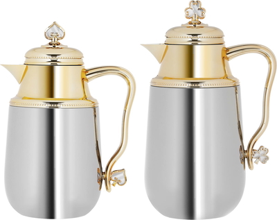 Al Saif Gallery Plastic Thermos Set (Fatima), 1 liter - 0.75 litres, 2 pieces - silver product image 1