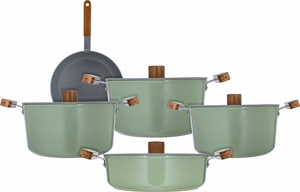 Tornado Ceramic Cookware Set, 9 Pieces - Green product image