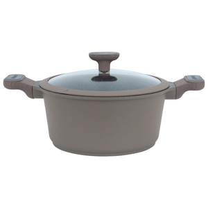 Robust Granite Cooking Pot, 24cm, Silicone Glass Lid - Light Brown product image