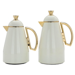 Al Saif Gallery Ruwaida Steel Thermos Set, 2 Pieces, 0.7/1 Liter - Beige product image 1