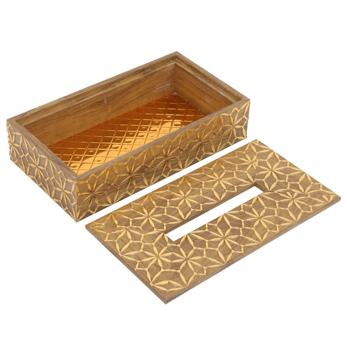 Al Saif Gallery Wooden Tissue Box, Engraved - Brown product image 2