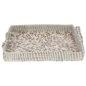 Al Saif Gallery wicker tofareya, 37 x 27 x 5 cm, rectangle, seashell pattern, hand, small - beige product image