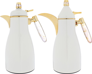 Al Saif Gallery Steel Thermos Set (Maimonah), 1 Liter, 2 Pieces - Pearl product image