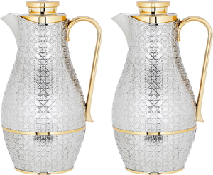 Al Saif Gallery Steel Hessa Thermos Set, 1 Liter - Silver and Gold product image