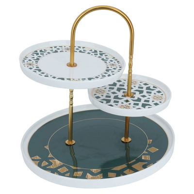 Al Saif Gallery porcelain cake stand, round, 3 levels - green product image 2