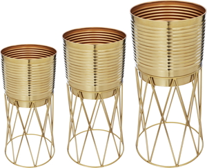 Al Ain Al Ndalusia Stand Steel Planter Set, 3 Pieces - Gold product image