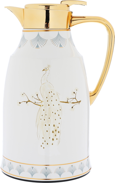 Al Saif Gallery Steel Peacock Thermos Set, Golden Peacock Pattern, 2 Pieces - Pearl product image 2