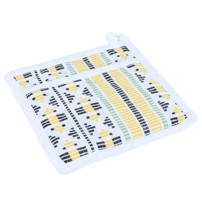 Al Saif Gallery Fabric Pot Holder Set, 3 Pieces - Yellow and White product image 2