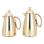 Al Saif Gallery Ruwaida Steel Thermos Set, 2 Pieces, 0.7/1 Liter - Gold product image 1