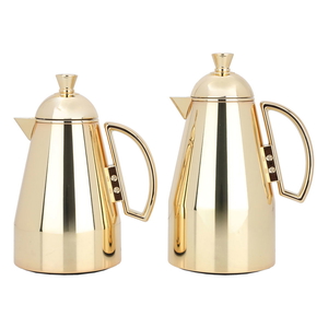 Al Saif Gallery Ruwaida Steel Thermos Set, 2 Pieces, 0.7/1 Liter - Gold product image