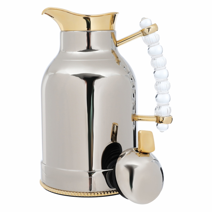 Al Saif Gallery Farida stainless steel thermos set, 2 pieces, 0.7 / 1 liter - golden silver product image 5